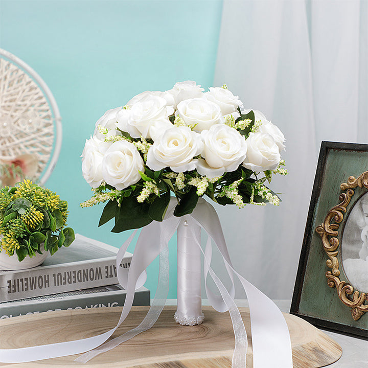 Wedding Flower For The Groom And Bride, Simulated Rose Wedding Bouquet, WF20
