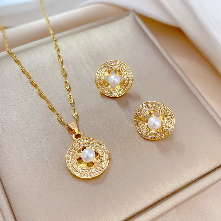 Flash Diamond Tassel Luxury Dress Accessories Dinner Clavicle Necklace Earring CN281