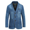 Light Blue Denim Suit Men's Casual Plus Size Jacket
