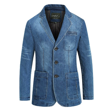 Light Blue Denim Suit Men's Casual Plus Size Jacket