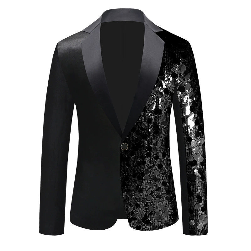 Gold Silver 1 Piece Men's Suit Sequin Jacket