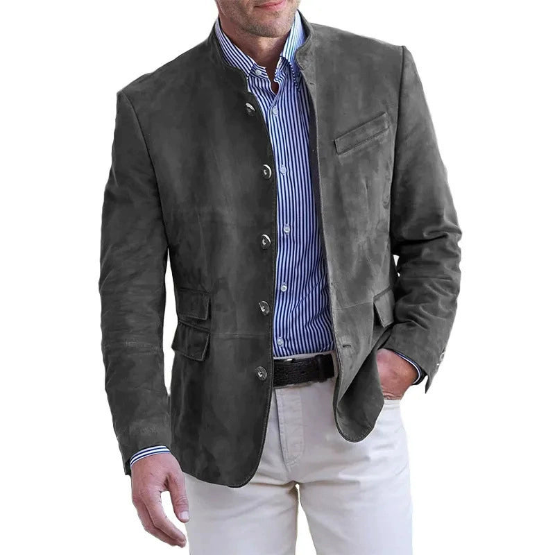 Casual Men's Suede Suit Jacket Set