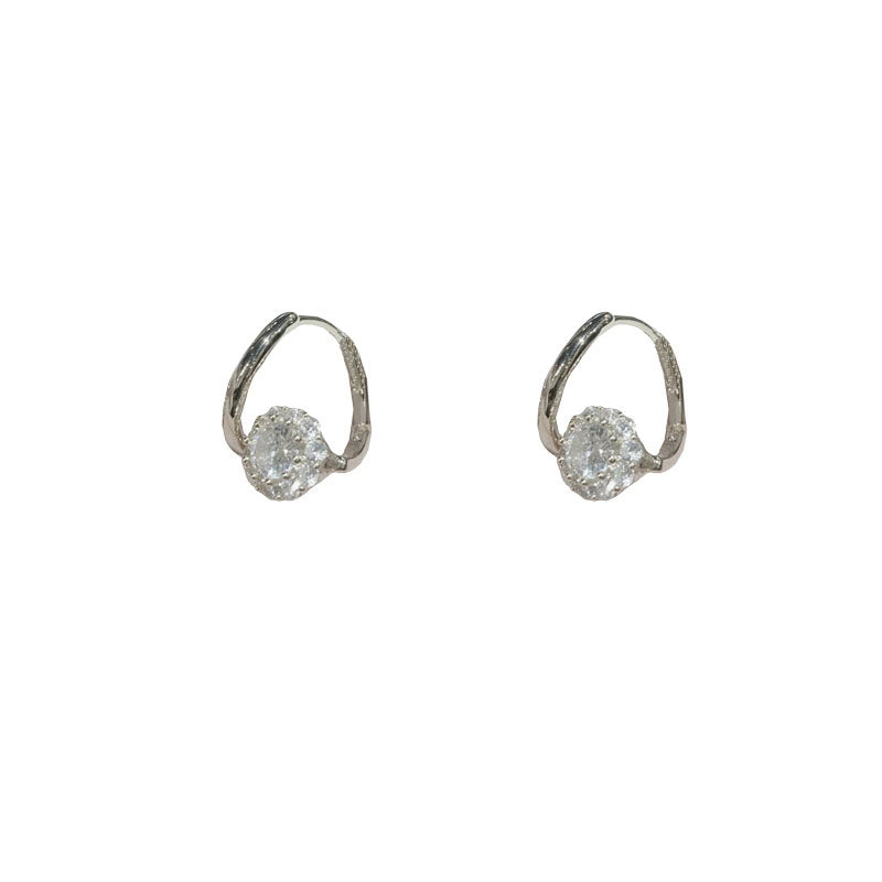 Silver Exquisite Zircon Ear Buckle