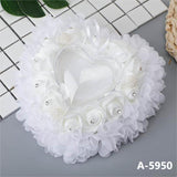 White Lace Heart Shape Wedding Ring Pillow Ring Boxes Bowknot Decoration, JZH-5949
