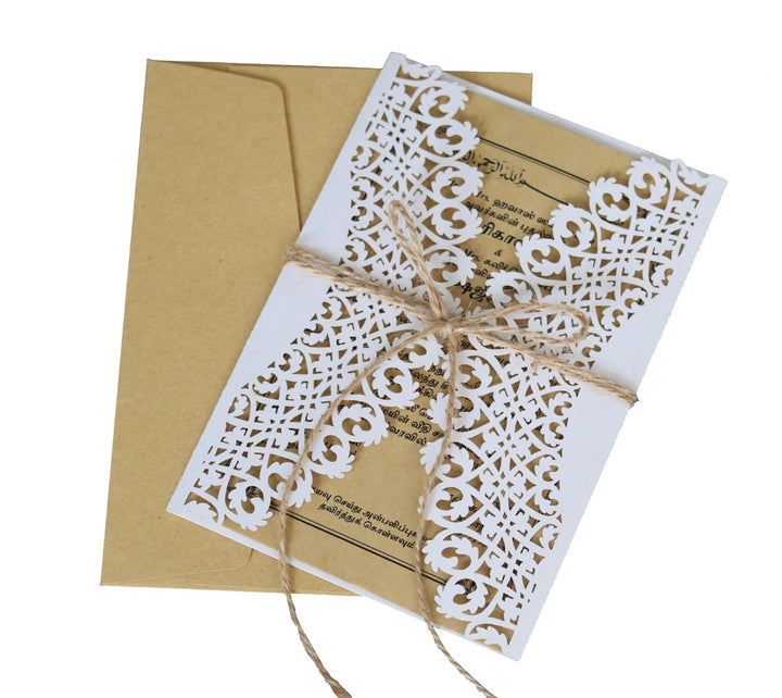 Simple White Wedding Invitation Letter, Hollow Out Greeting Card, HK-75