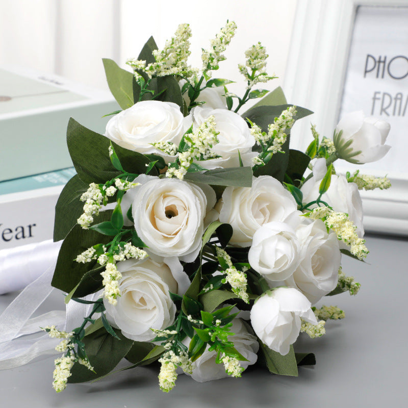 Wedding Flower For The Groom And Bride, Simulated Rose Wedding Bouquet, WF21
