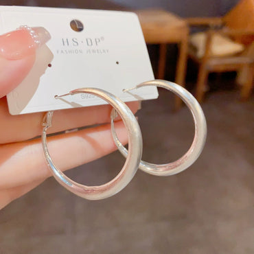 Elegant Simple Metal Circle Silver Earrings Design Earrings