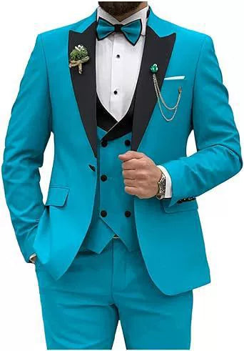 Classic 3 Piece Men's Suit with Regular Fit and Sophisticated Peak Lapel