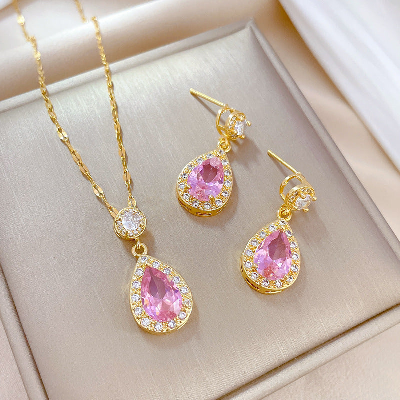 Flash Diamond Tassel Luxury Dress Accessories Dinner Clavicle Necklace Earring CN285