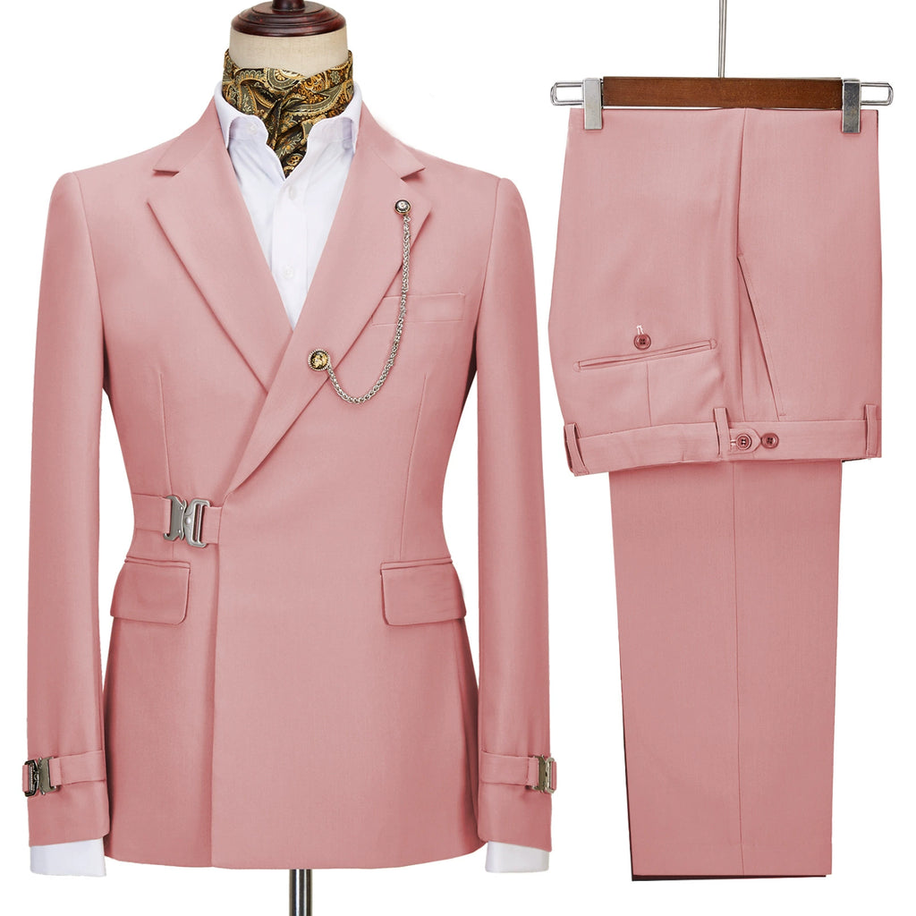Elegant men's plus-size collar suit 2 piece Double Row Sequins Suit