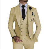 Classic 3 Piece Men's Suit with Regular Fit and Sophisticated Peak Lapel