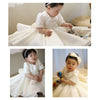 Satin Lace Tulle Flower Girl Dresses Bows Children's First Communion Dress Princess Ball Gown Wedding Party Dress