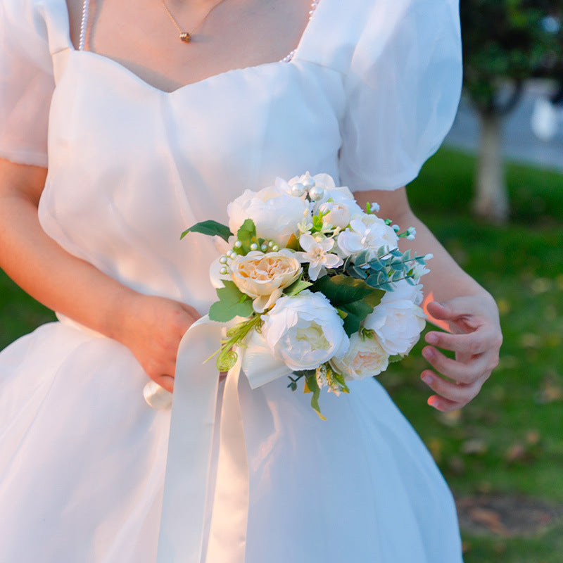 Wedding Flower For The Groom And Bride, Simulated Peony Wedding Bouquet, WF16