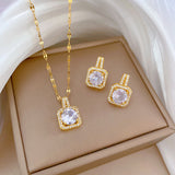 Flash Diamond Tassel Luxury Dress Accessories Dinner Clavicle Necklace Earring CN297