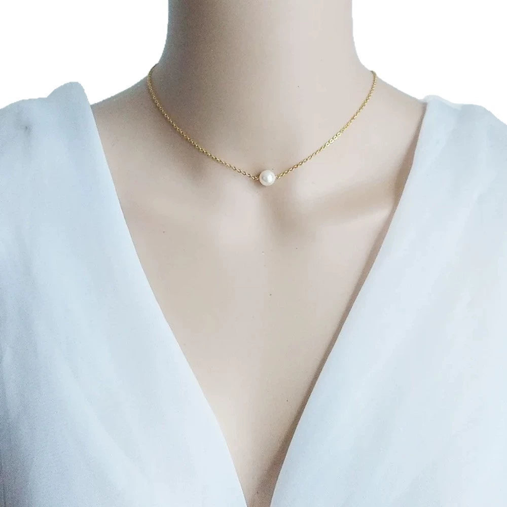 Bridal Wedding Pearl Necklace With Tassel Back Chain