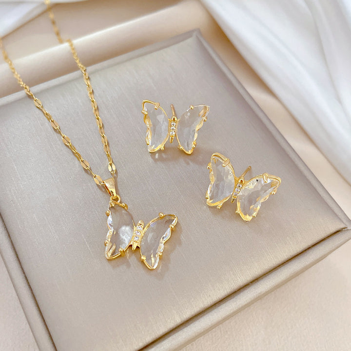Flash Diamond Tassel Luxury Dress Accessories Dinner Clavicle Necklace Earring CN299