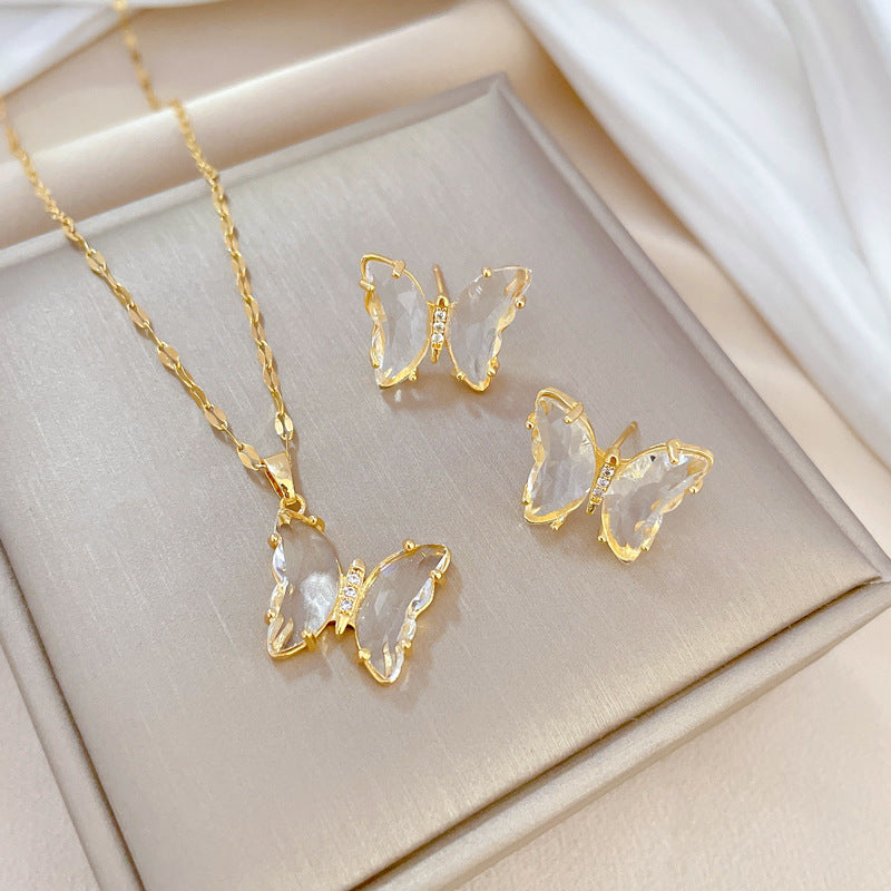 Flash Diamond Tassel Luxury Dress Accessories Dinner Clavicle Necklace Earring CN299