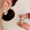 Elegant White Flowers Pearl Earrings Design Earrings