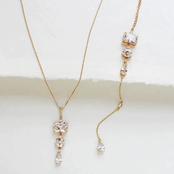 Bridal Wedding Pearl Necklace With Tassel Back Chain