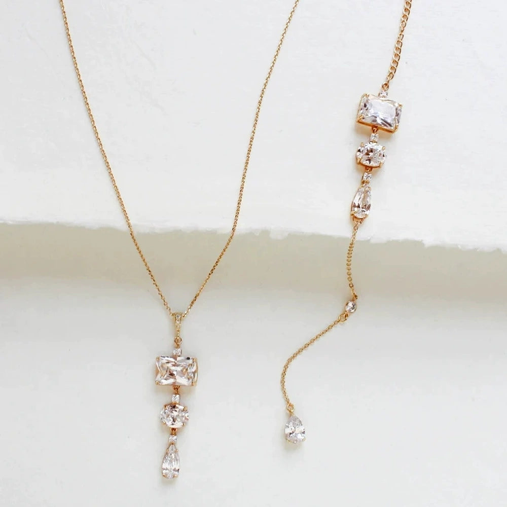 Bridal Wedding Pearl Necklace With Tassel Back Chain