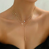 Y-shaped Pendant Double Layered Necklace Sexy Multi-layer Collarbone Chain