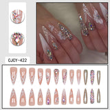 Rhinestone Nails Bling Wedding Press On Nails With Design For Women And Girls