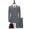 New Men's Grey Plaid Double-breasted 2 Piece Suit  for Business Wedding