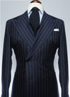 Dark Navy Casual Collar Coat Jacket Slim Button Small Suit Strips Single Jacket