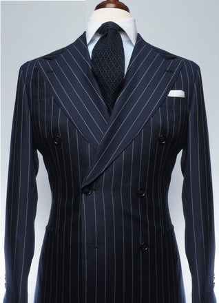 Dark Navy Casual Collar Coat Jacket Slim Button Small Suit Strips Single Jacket