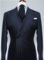 Dark Navy Casual Collar Coat Jacket Slim Button Small Suit Strips Single Jacket