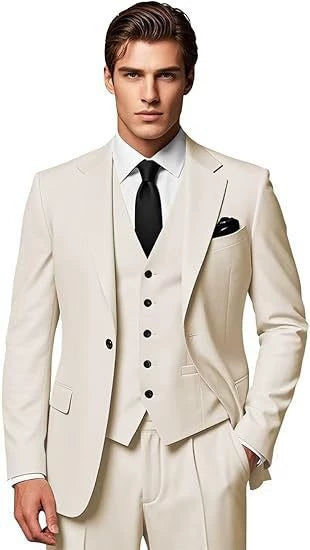 Classic 3 Piece Men's Suit with Regular Fit and Sophisticated Peak Lapel