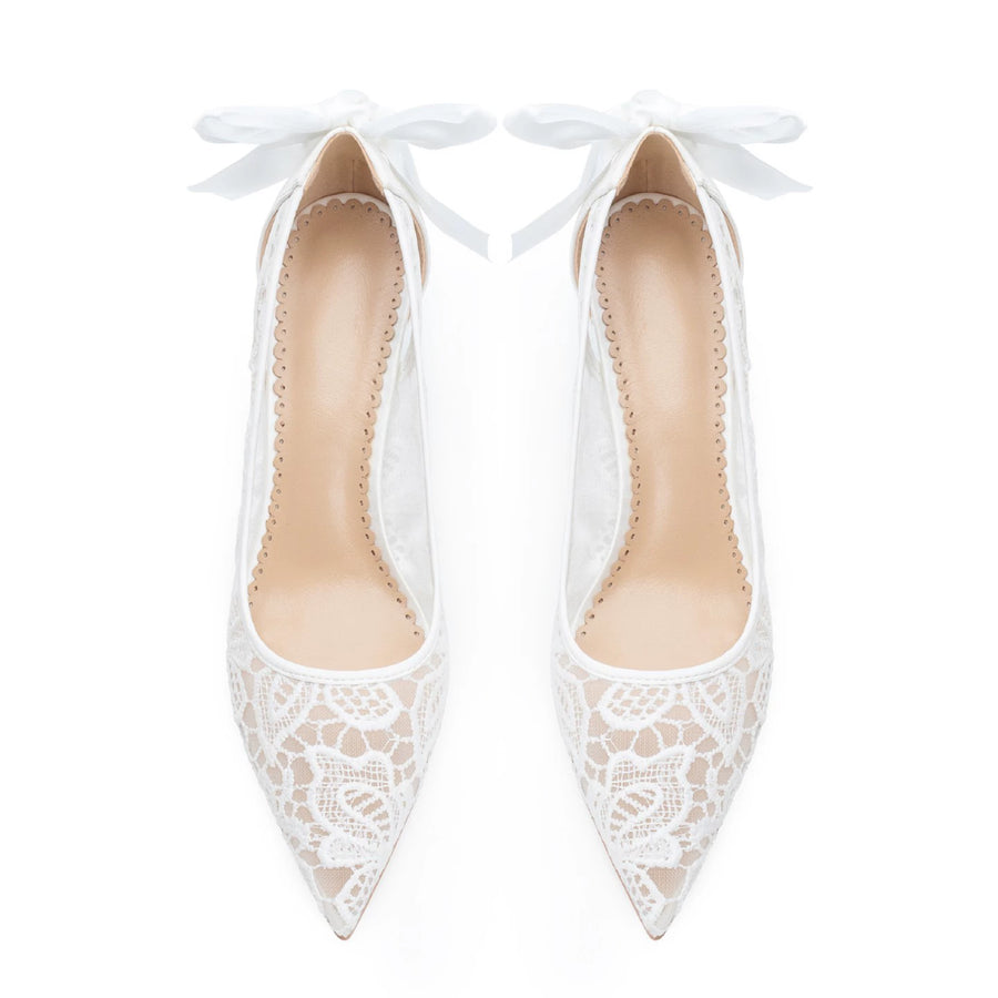 Elegant Tulle Wedding Shoes Thin Heels Bridal Shoes