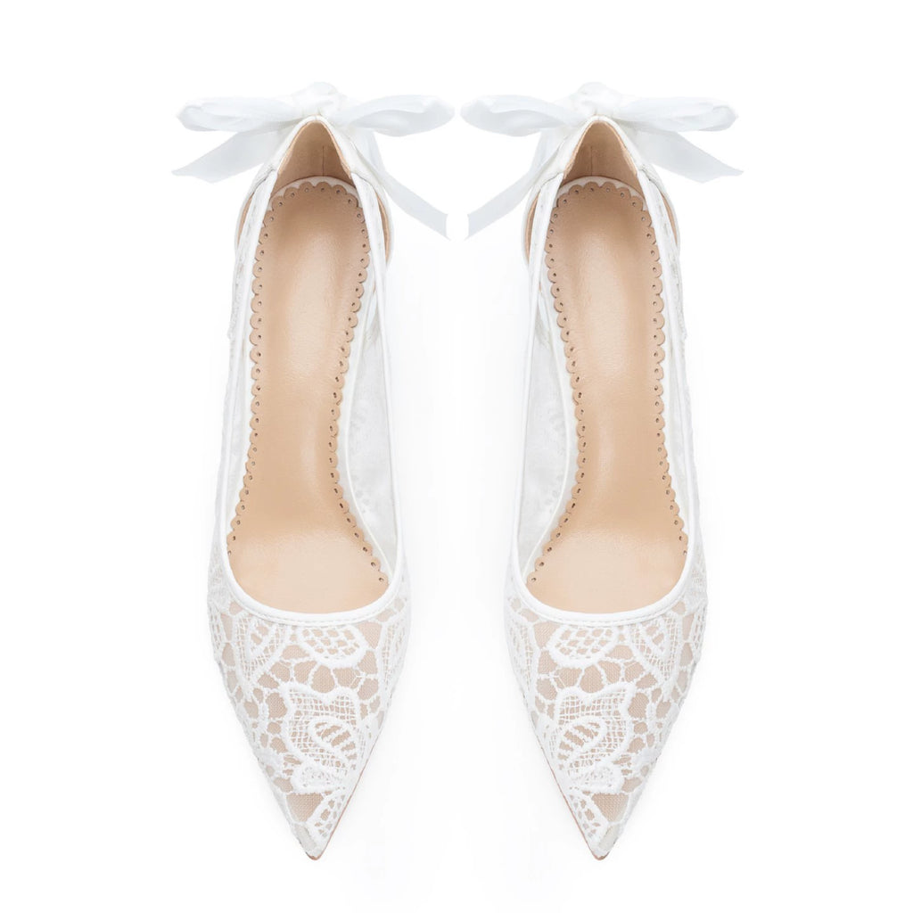 Elegant Tulle Wedding Shoes Thin Heels Bridal Shoes