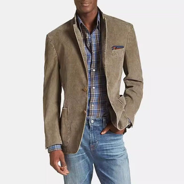 Casual Denim Suit Solid Color Coat Men's Wear