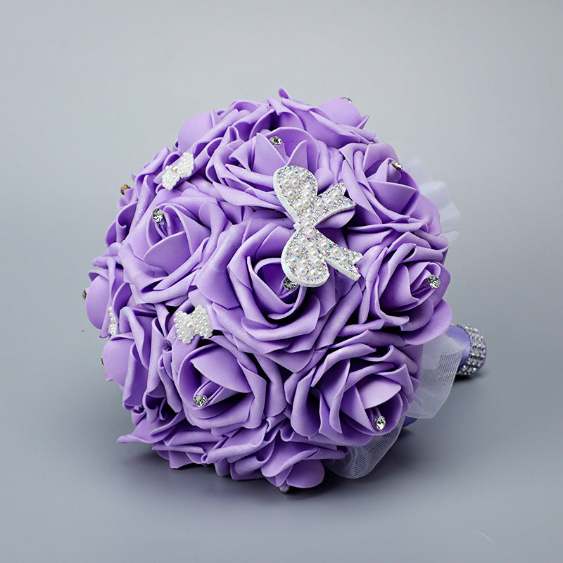 Wedding Flower For The Groom And Bride, Simulated Rose Wedding Bouquet, WF24
