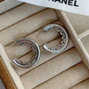 Classic Leather Metal Large Circle Earrings