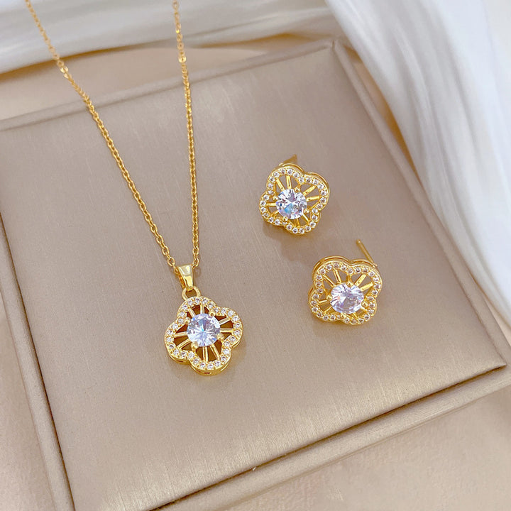 Flash Diamond Tassel Luxury Dress Accessories Dinner Clavicle Necklace Earring CN309