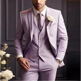 Lilac Classic 3 Piece Men's Suit with Regular Fit and Sophisticated Peak Lapel