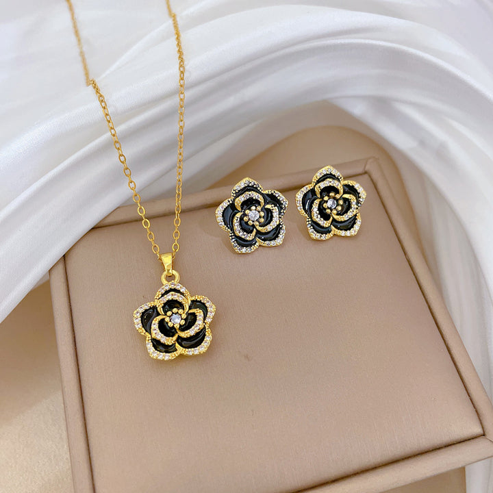 Flash Diamond Tassel Luxury Dress Accessories Dinner Clavicle Necklace Earring CN310