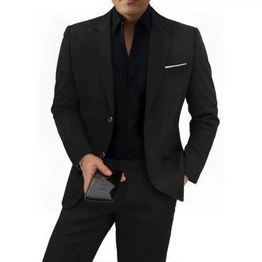 Elegant men's plus-size collar suit 2 piece Single Row Suit