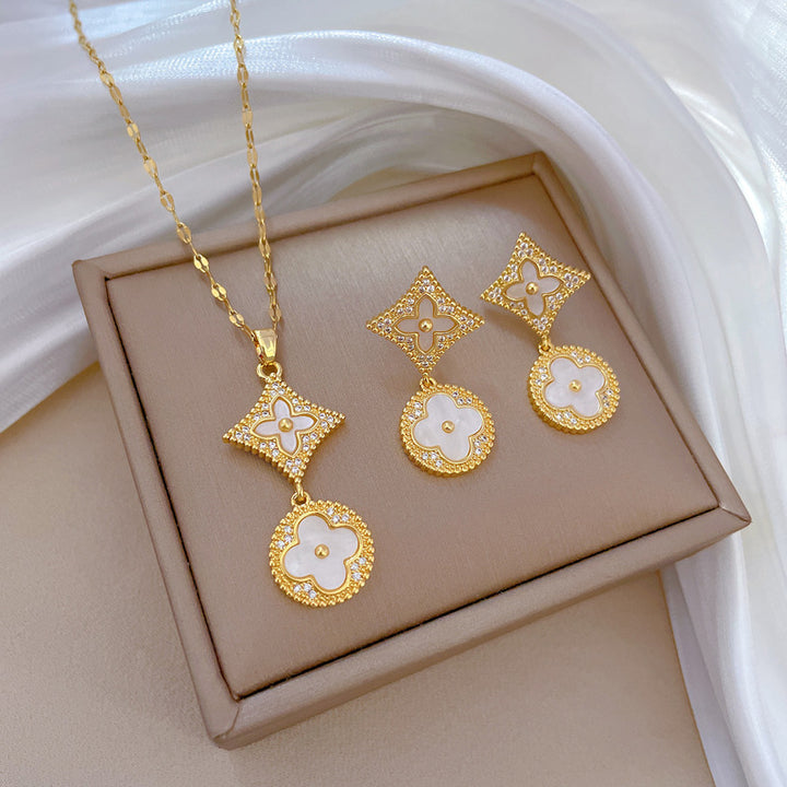 Flash Diamond Tassel Luxury Dress Accessories Dinner Clavicle Necklace Earring CN312