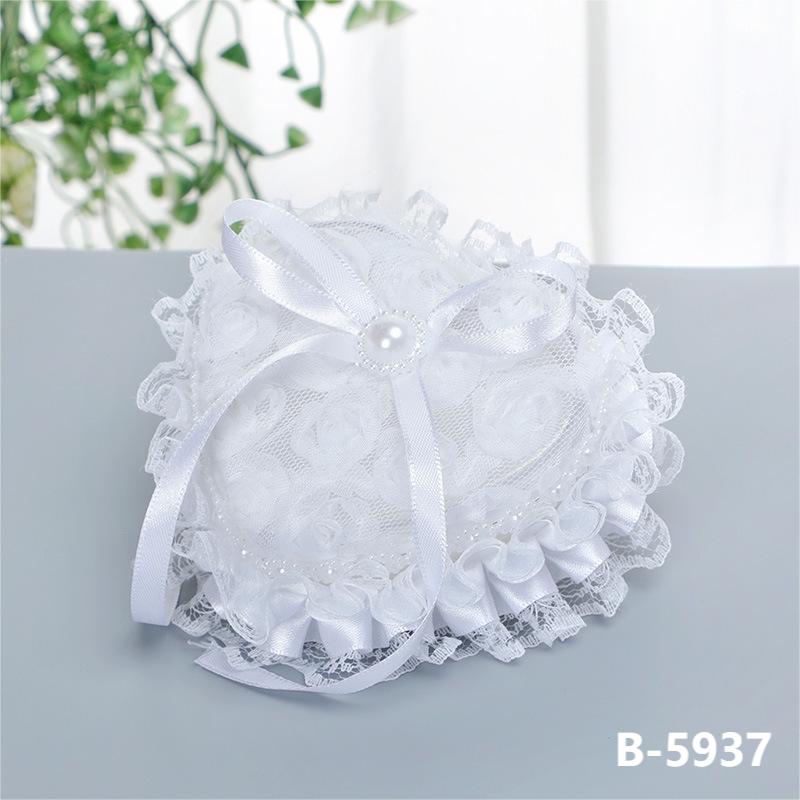 White Heart Shaped Mini Ring Box Wedding Ring Pillow For Bride and Groom, JZH-5935