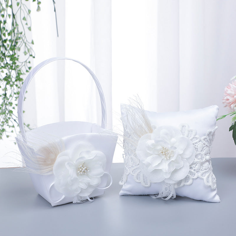 Satin And Linen Fabric Wedding Ring pillow Creative Lace Ring Box Small Portable, BS&KFS