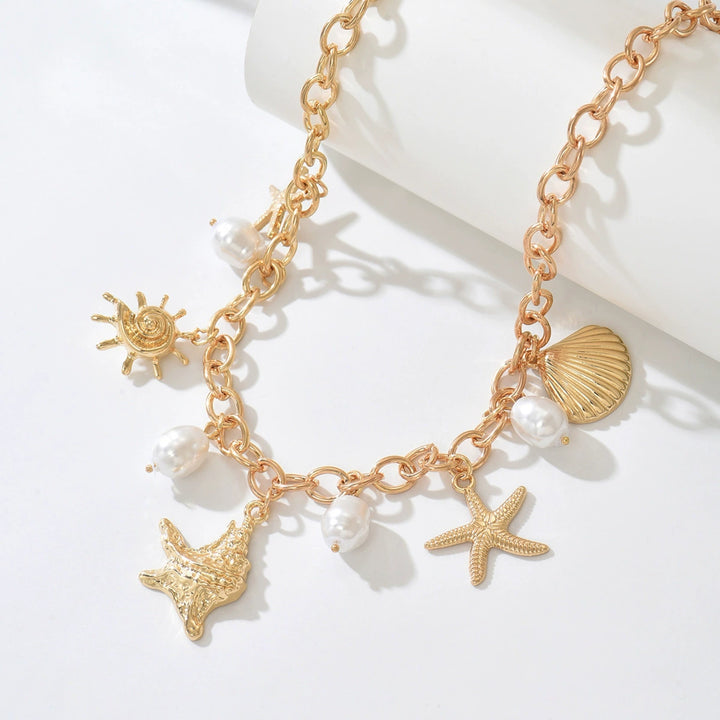 Bohemian Pearl & Shell Choker Necklace – Beachy Layering Piece