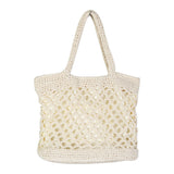 New Women's Woven Straw Beach Bag – Handcrafted open-weave design with breathable lattice pattern