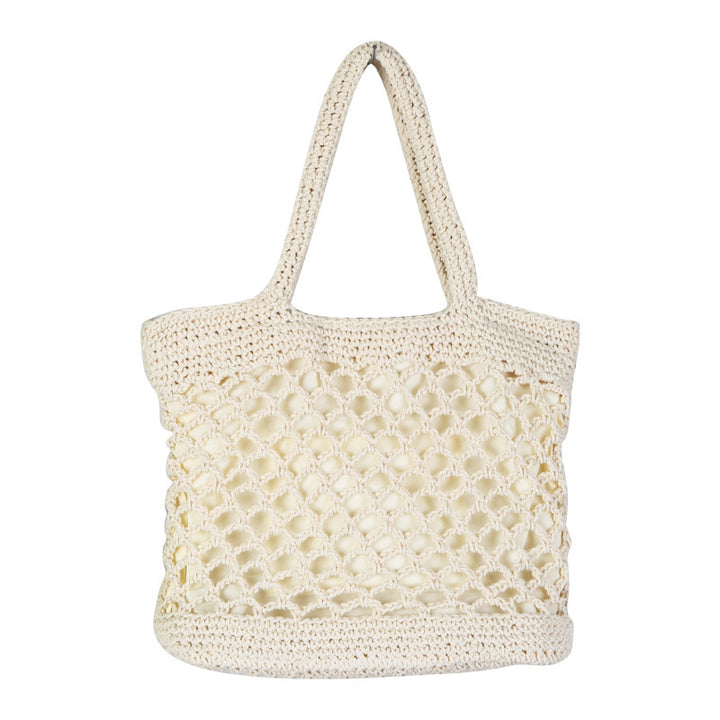 New Women's Woven Straw Beach Bag – Handcrafted open-weave design with breathable lattice pattern