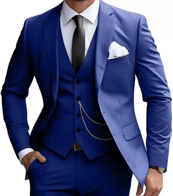 Classic 3 Piece Men's Suit with Regular Fit and Sophisticated Peak Lapel