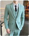 Green Classic 3 Piece Men's Suit with Regular Fit and Sophisticated Peak Lapel