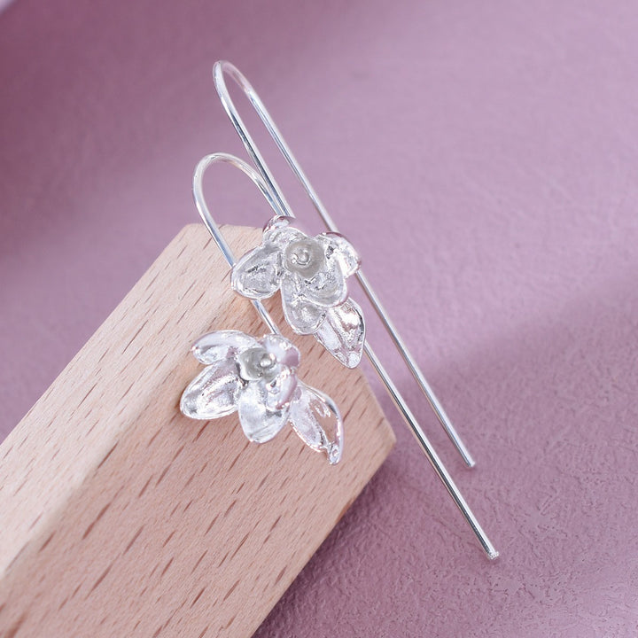 Gold Silver Flower Fresh Long Earrings CN22