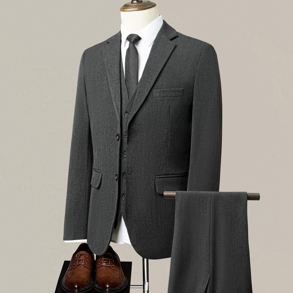Dark Grey Elegant Men's Business Casual Formal Suit for Wedding Banquet Groomsmen's Suit
